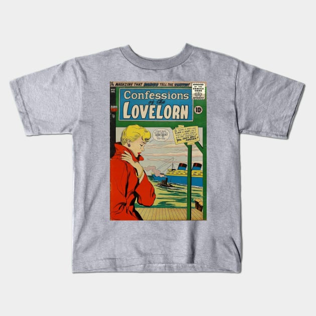 Vintage Confessions of the Lovelorn Cover Kids T-Shirt by Slightly Unhinged